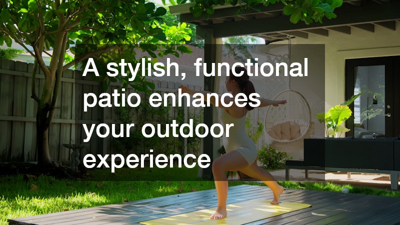 woman doing yoga on a patio